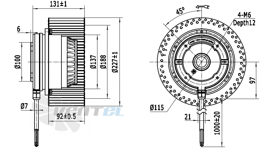 Присоединительные размеры Weiguang LXFF4D225-90-M137-35-AB01