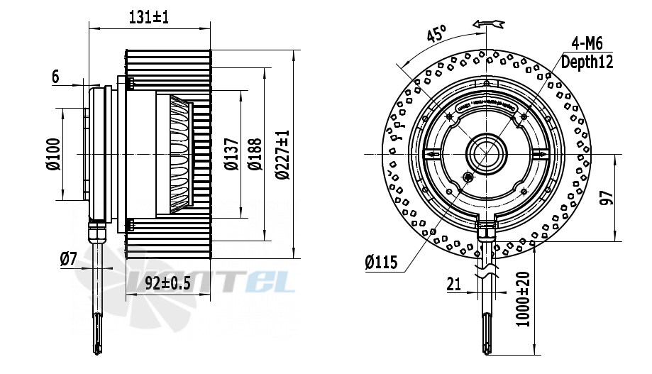 Присоединительные размеры Weiguang LXFF4E225-90-M137-35-AA01