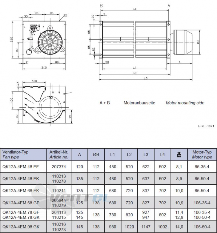 Габаритные размеры QK12A-4EM.78.GK