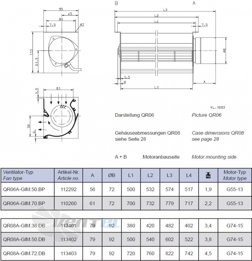 Габаритные размеры QR08A-GIM.50.DB