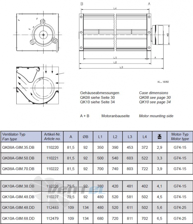 Габаритные размеры QK08A-GIM.35.DB