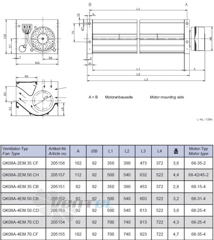 Габаритные размеры QK08A-2EM.50.CH