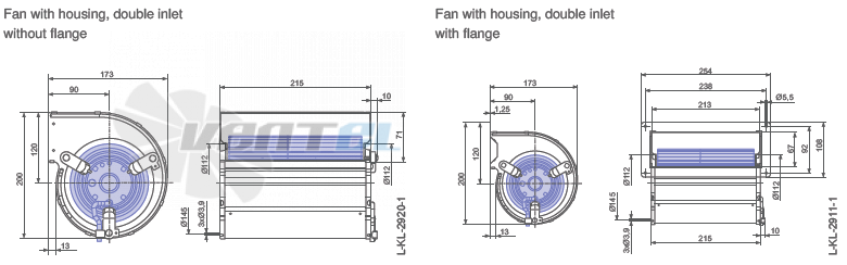 Ziehl-abegg RD13S-2EP.WC.1R габаритные и присоединительные размеры, диаметр, рабочее колесо