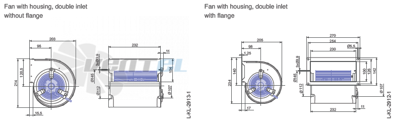Ziehl-abegg RD13S-2EP.WC.2R габаритные и присоединительные размеры, диаметр, рабочее колесо