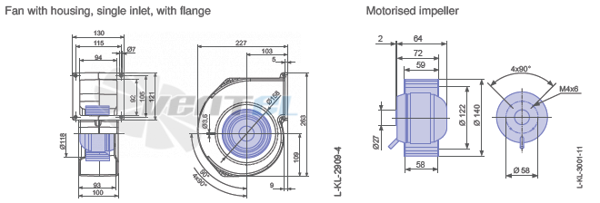 Ziehl-abegg RE14P-2EP.W6.1R габаритные и присоединительные размеры, диаметр, рабочее колесо