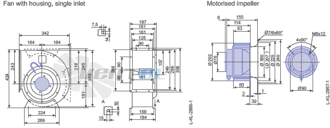 Ziehl-abegg RG20P-4DK.2C.1R габаритные и присоединительные размеры, диаметр, рабочее колесо