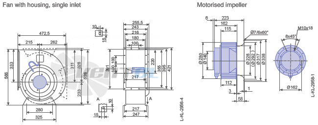 Ziehl-abegg RG28P-4DK.6F.1R габаритные и присоединительные размеры, диаметр, рабочее колесо