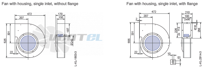 Ziehl-abegg RE28P-4DK.4F.5L габаритные и присоединительные размеры, диаметр, рабочее колесо