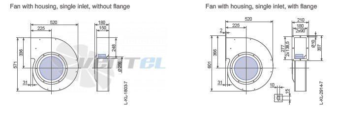 Ziehl-abegg RE31P-4EK.6F.3L габаритные и присоединительные размеры, диаметр, рабочее колесо