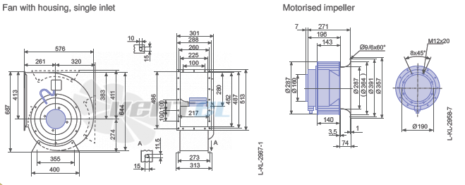Ziehl-abegg RE35P-4DK.7M.1R габаритные и присоединительные размеры, диаметр, рабочее колесо