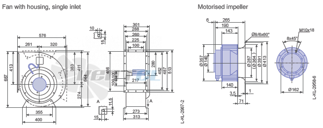 Ziehl-abegg RG35P-6DK.6F.1R габаритные и присоединительные размеры, диаметр, рабочее колесо