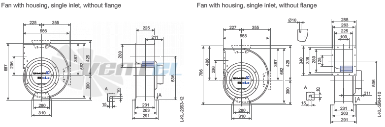 Ziehl-abegg RG35R-ZIK.GG.4R габаритные и присоединительные размеры, диаметр, рабочее колесо