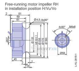 Ziehl-abegg RH19L-2EP.W6.1R габаритные и присоединительные размеры, диаметр, рабочее колесо