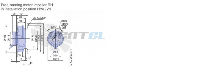 Ziehl-abegg RH19V-6IP.0B.1R габаритные и присоединительные размеры, диаметр, рабочее колесо