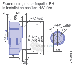 Ziehl-abegg RH22L-4EP.WA.4R габаритные и присоединительные размеры, диаметр, рабочее колесо