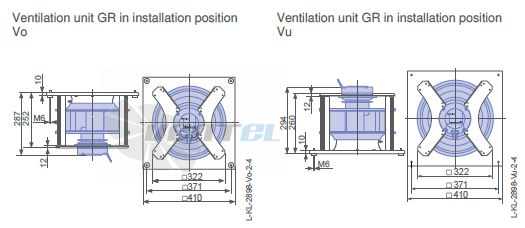 Ziehl-abegg GR28C-6ID.BF.CR 1ф 220V габаритные и присоединительные размеры, диаметр, рабочее колесо
