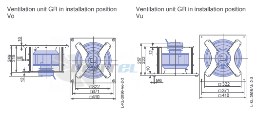 Ziehl-abegg GR28C-6IK.BF.CR 1ф 220V габаритные и присоединительные размеры, диаметр, рабочее колесо