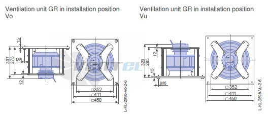 Ziehl-abegg ER31C-6ID.BF.CR 1ф 220V габаритные и присоединительные размеры, диаметр, рабочее колесо