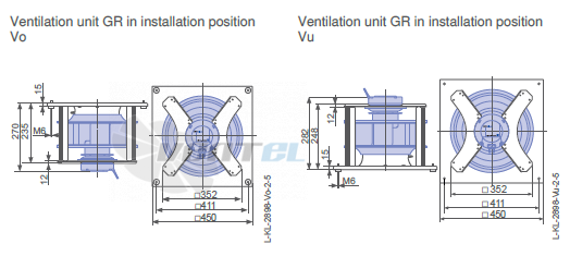Ziehl-abegg ER31C-6IK.BF.CR 1ф 220V габаритные и присоединительные размеры, диаметр, рабочее колесо