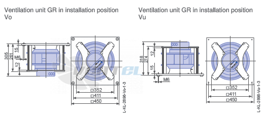 Ziehl-abegg GR31C-ZID.DC.CR 3ф 220V габаритные и присоединительные размеры, диаметр, рабочее колесо
