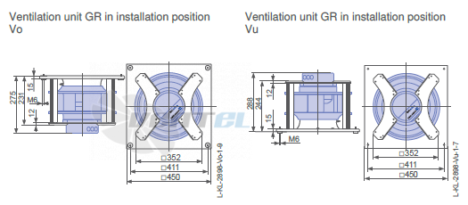 Ziehl-abegg ER31C-ZIK.DC.CR 3ф 380V габаритные и присоединительные размеры, диаметр, рабочее колесо