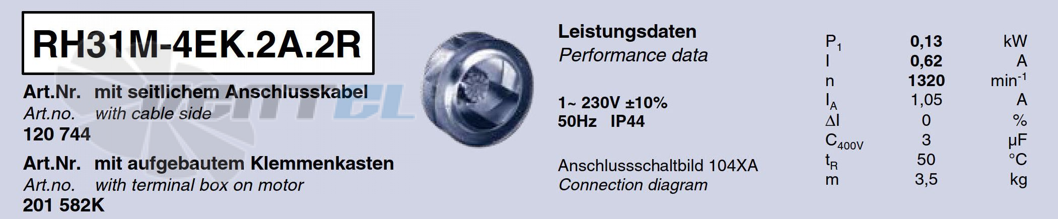 Характеристики Ziehl-abegg RH31M-4EK.2A.2R