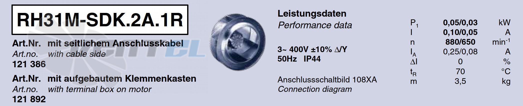 Характеристики Ziehl-abegg RH31M-SDK.2A.1R