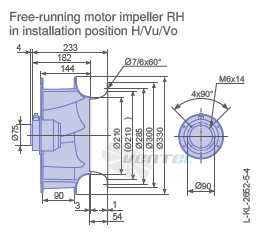 Ziehl-abegg RH31V-4DK.0F.1R габаритные и присоединительные размеры, диаметр, рабочее колесо