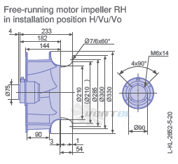 Ziehl-abegg RH31V-4EK.0F.1R габаритные и присоединительные размеры, диаметр, рабочее колесо