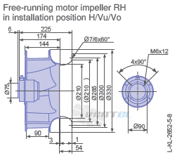 Ziehl-abegg RH31V-4EK.2C.1R габаритные и присоединительные размеры, диаметр, рабочее колесо