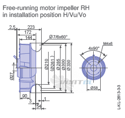 Ziehl-abegg RH31V-4EP.WD.1R габаритные и присоединительные размеры, диаметр, рабочее колесо