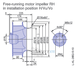 Ziehl-abegg RH31V-6DK.2A.1R габаритные и присоединительные размеры, диаметр, рабочее колесо