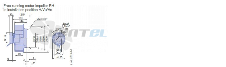 Ziehl-abegg RH31V-6IP.0E.1R габаритные и присоединительные размеры, диаметр, рабочее колесо