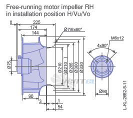 Ziehl-abegg RH31V-SDK.2A.1R габаритные и присоединительные размеры, диаметр, рабочее колесо