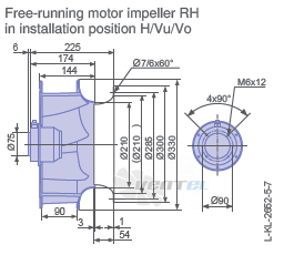 Ziehl-abegg RH31V-VDK.2C.1R габаритные и присоединительные размеры, диаметр, рабочее колесо