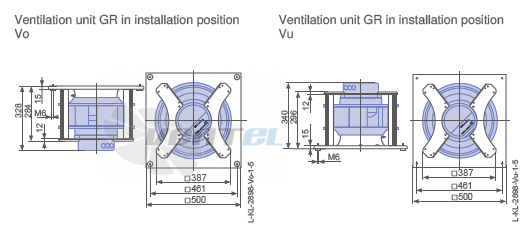 Ziehl-abegg RH35C-ZID.DC.CR 3ф 220V габаритные и присоединительные размеры, диаметр, рабочее колесо