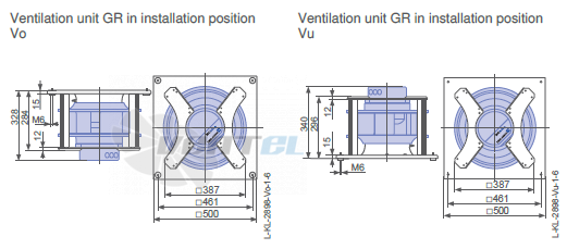 Ziehl-abegg ER35C-ZID.DC.CR 3ф 380V габаритные и присоединительные размеры, диаметр, рабочее колесо