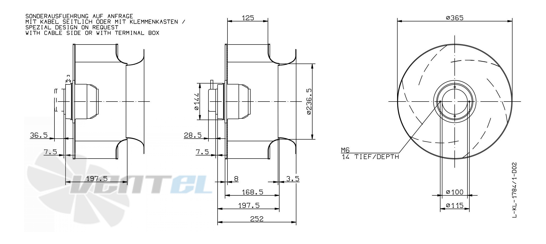 Габаритные и присоединительные размеры Ziehl-abegg RH35M-4DK.4A.1RR