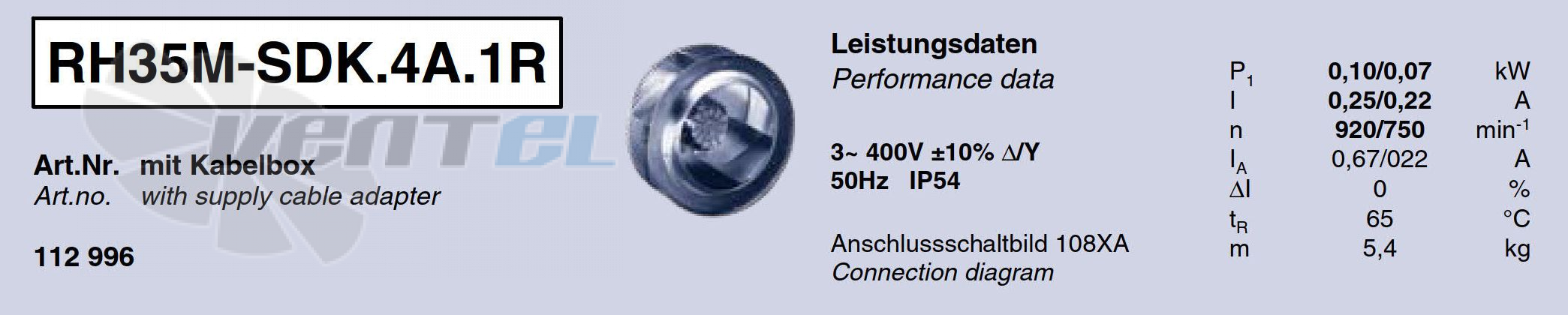 Характеристики Ziehl-abegg RH35M-SDK.4A.1R