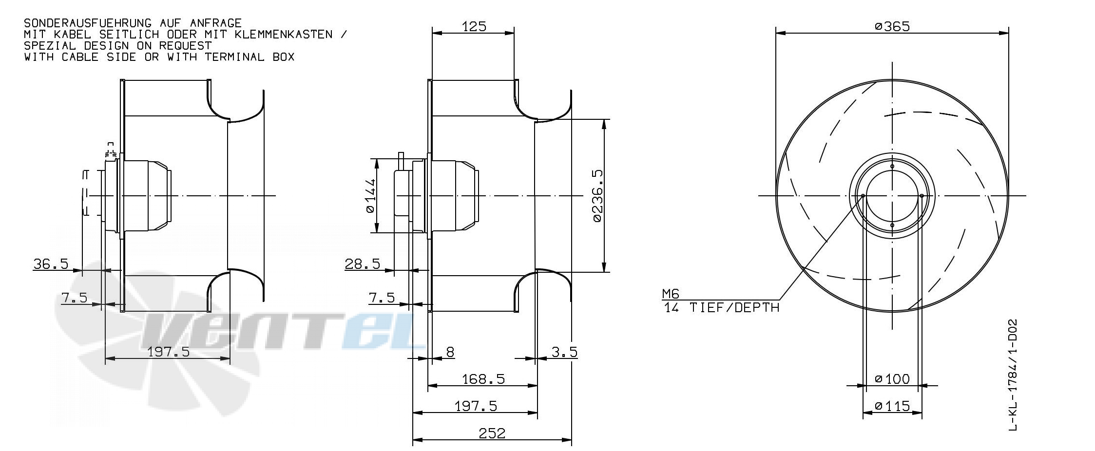 Габаритные и присоединительные размеры Ziehl-abegg RH35M-VDK.4A.1RR