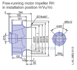 Ziehl-abegg RH35V-4DK.2F.1R габаритные и присоединительные размеры, диаметр, рабочее колесо