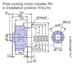 Ziehl-abegg RH35V-4DK.4C.1R габаритные и присоединительные размеры, диаметр, рабочее колесо