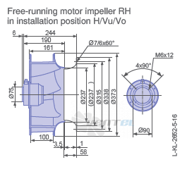 Ziehl-abegg RH35V-6EK.2C.1R габаритные и присоединительные размеры, диаметр, рабочее колесо