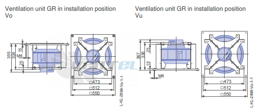 Ziehl-abegg RH40C-ZID.DC.CR 1ф 220V габаритные и присоединительные размеры, диаметр, рабочее колесо