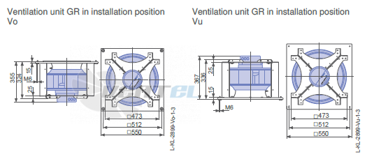 Ziehl-abegg GR40C-ZID.DC.CR  3ф 380V габаритные и присоединительные размеры, диаметр, рабочее колесо