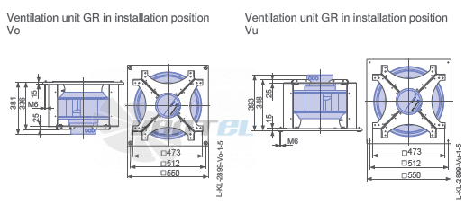 Ziehl-abegg GR40C-ZID.GG.CR 3ф 220V габаритные и присоединительные размеры, диаметр, рабочее колесо
