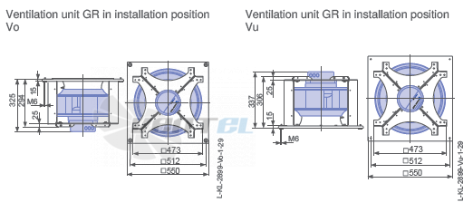Ziehl-abegg GR40C-ZIK.DC.CR  3ф 220V габаритные и присоединительные размеры, диаметр, рабочее колесо