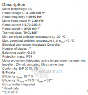 Вентилятор Ziehl-abegg GR40C-ZIK.DC.CR 3ф 380V цены, каталоги, прайсы