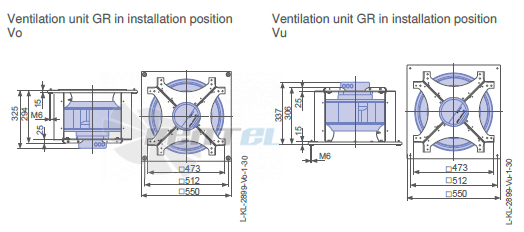 Ziehl-abegg GR40C-ZIK.DC.CR 3ф 380V габаритные и присоединительные размеры, диаметр, рабочее колесо
