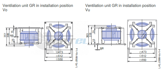 Ziehl-abegg GR40C-ZIK.GG.CR 3ф 380V габаритные и присоединительные размеры, диаметр, рабочее колесо